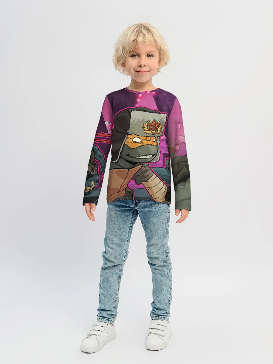 Детский лонгслив / ЧЕРЕПАШКА В УШАНКЕ НИНДЗЯ