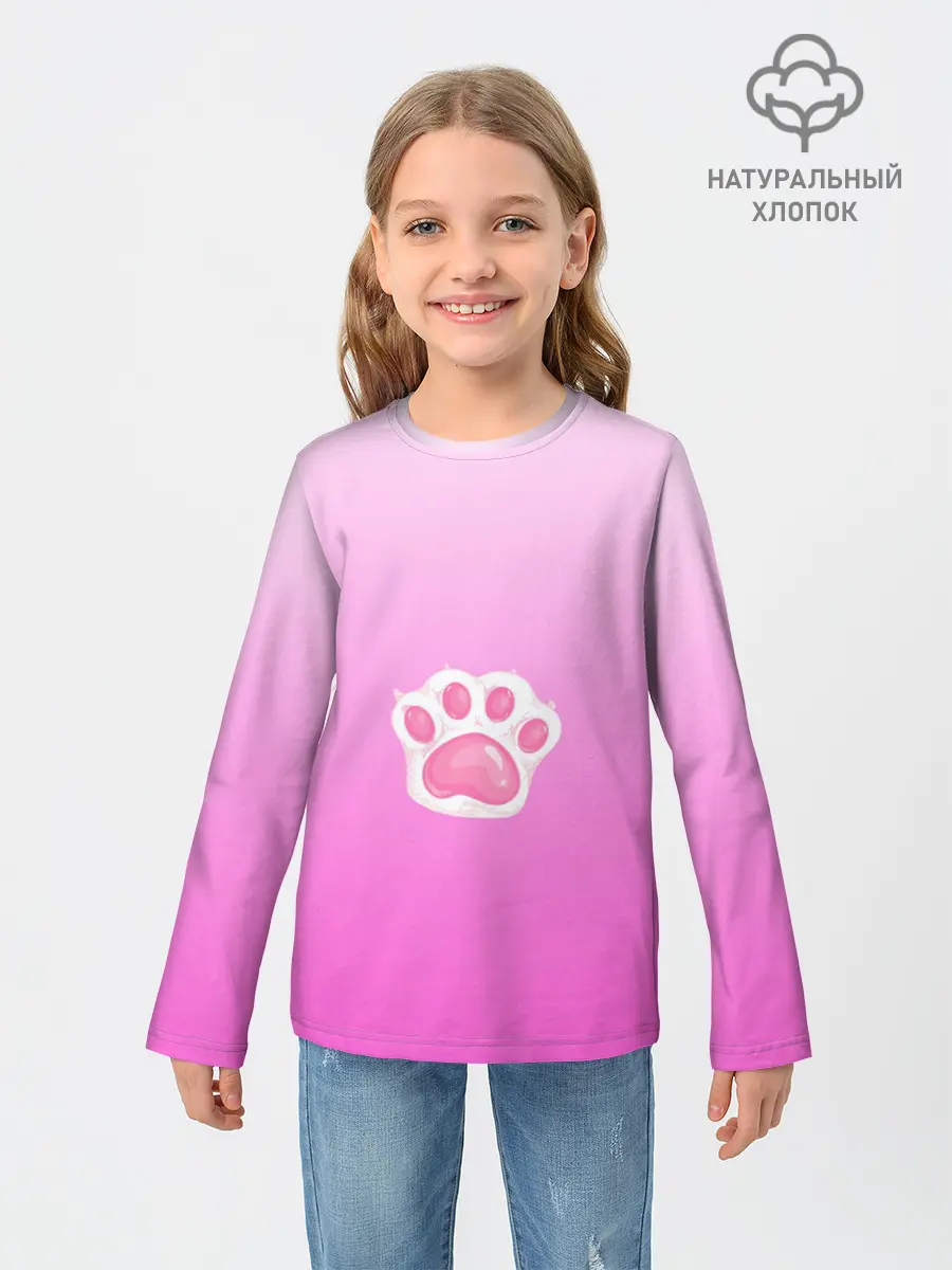 Детский лонгслив / Розовая лапка с подушечками