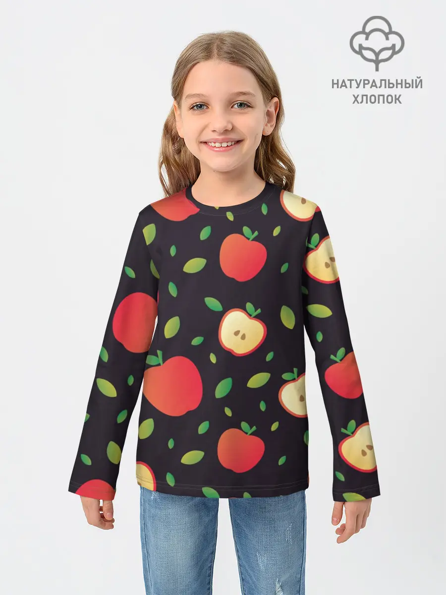 Детский лонгслив / Яблочный узор