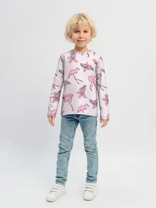 Детский лонгслив / Розовый фламинго