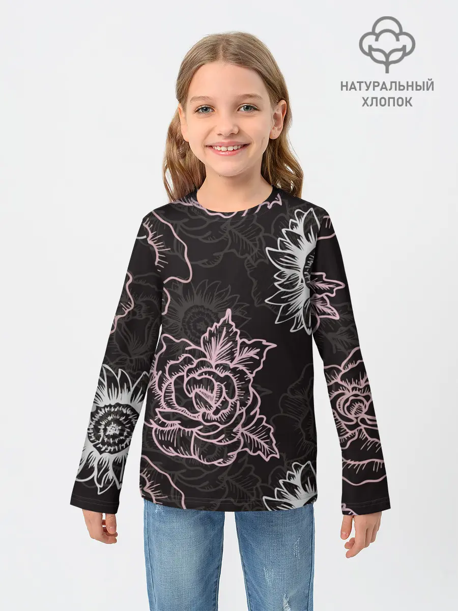 Детский лонгслив / Цветочный узор