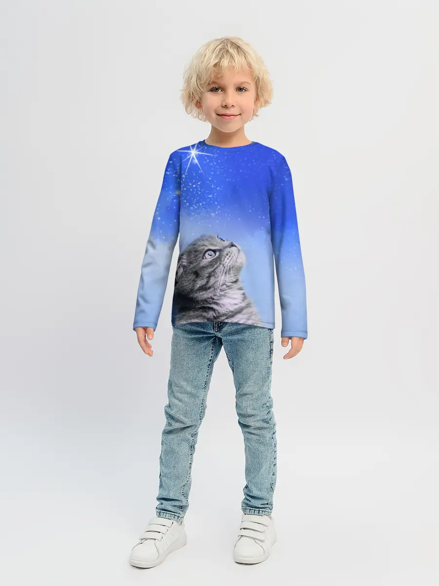 Детский лонгслив / Кот и космос