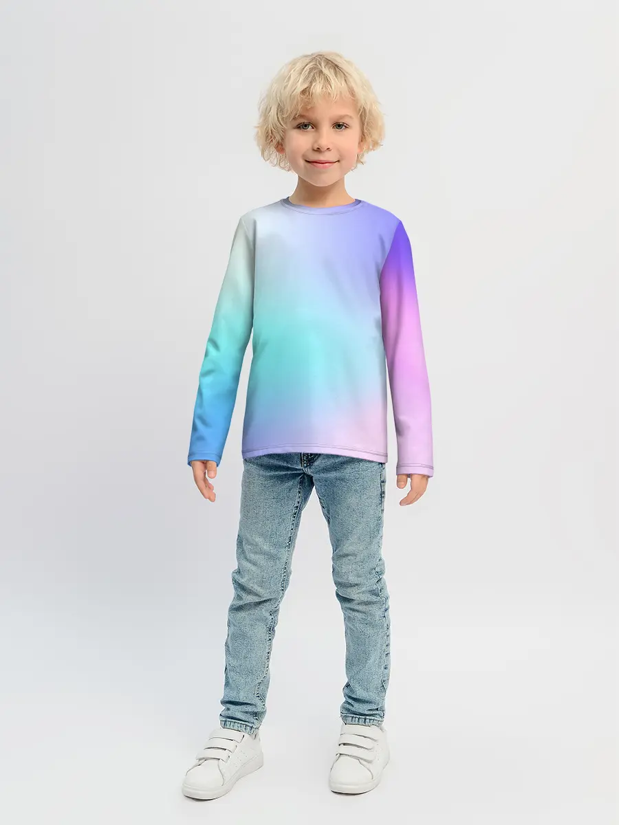 Детский лонгслив / небесно голубой градиентный