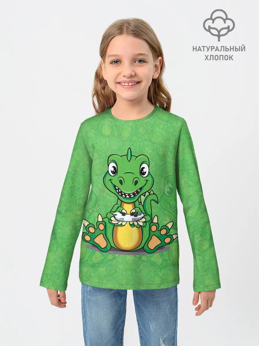 Детский лонгслив / Дракоша-геймер