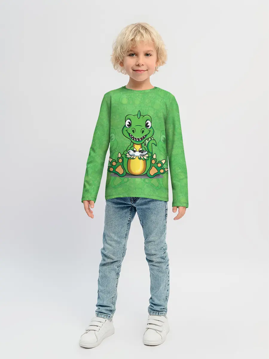 Детский лонгслив / Дракоша-геймер