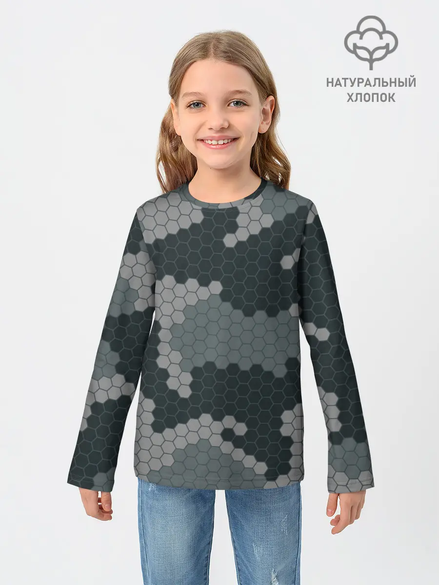 Детский лонгслив / КАМУФЛЯЖ СОТЫ