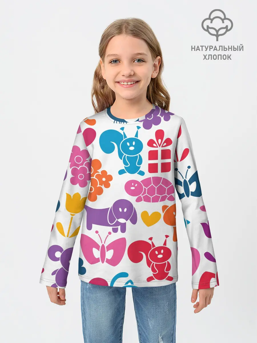 Детский лонгслив / Звери, детская