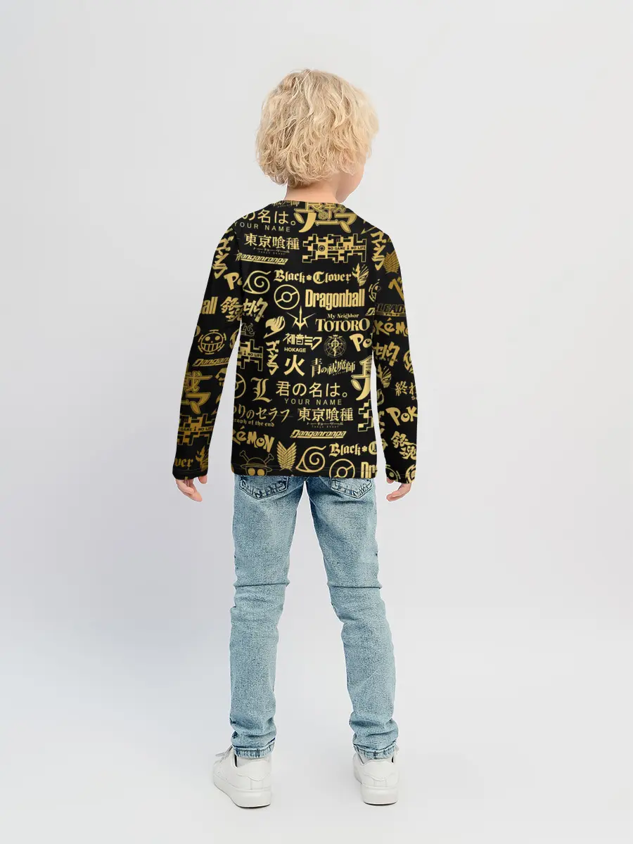 Детский лонгслив / ЛОГОТИПЫ АНИМЕ GOLD