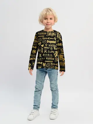 Детский лонгслив / ЛОГОТИПЫ АНИМЕ GOLD