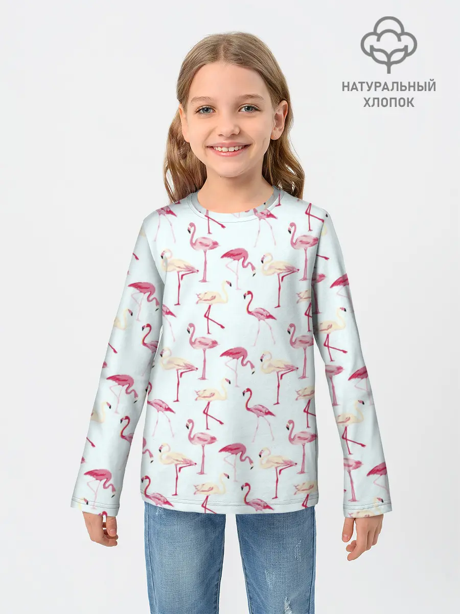 Детский лонгслив / Фламинго