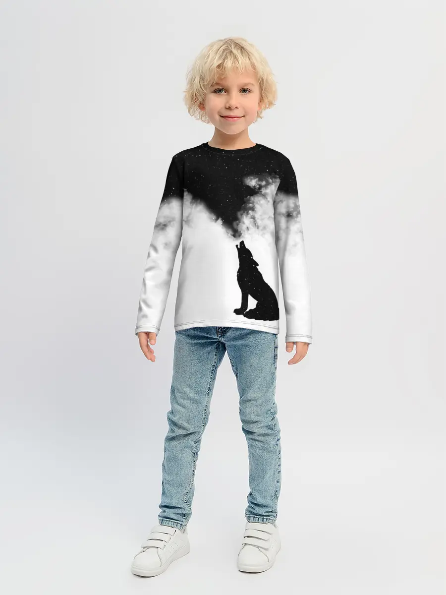 Детский лонгслив / Galaxy wolf