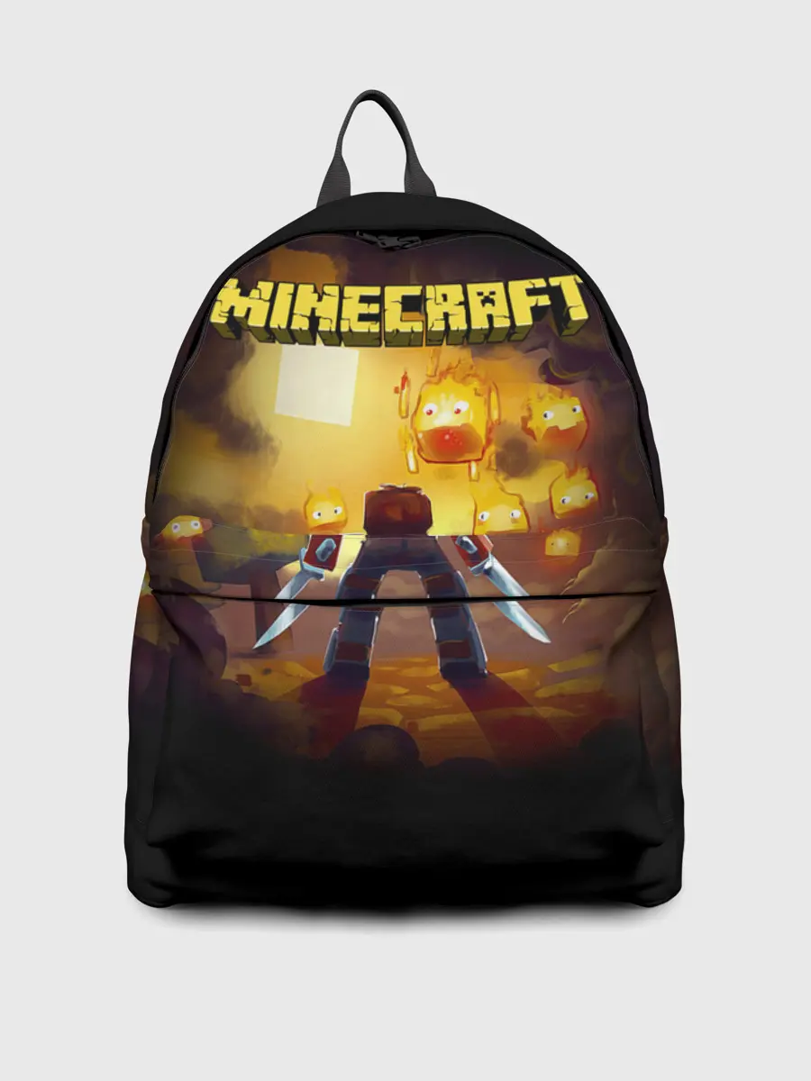 Рюкзак джинсовый / Стив против огненных Гаст | Minecraft