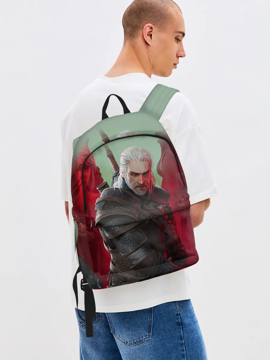 Рюкзак джинсовый / ВЕДЬМАК | THE WITCHER | ГЕРАЛЬТ С МЕЧОМ