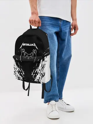Рюкзак джинсовый / Мяуталлика / Meowtallica.