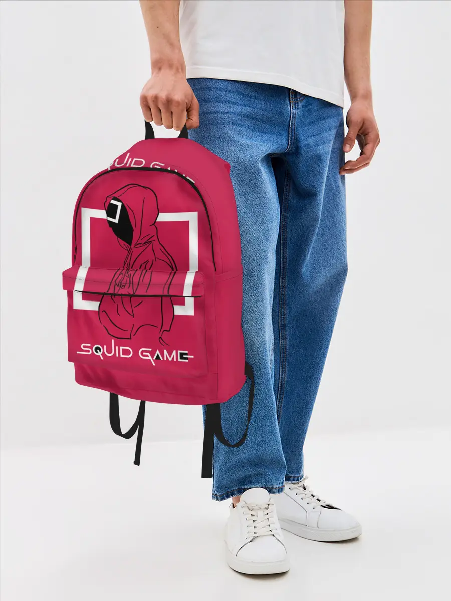 Рюкзак джинсовый / Игра в кальмара: стражник квадрат