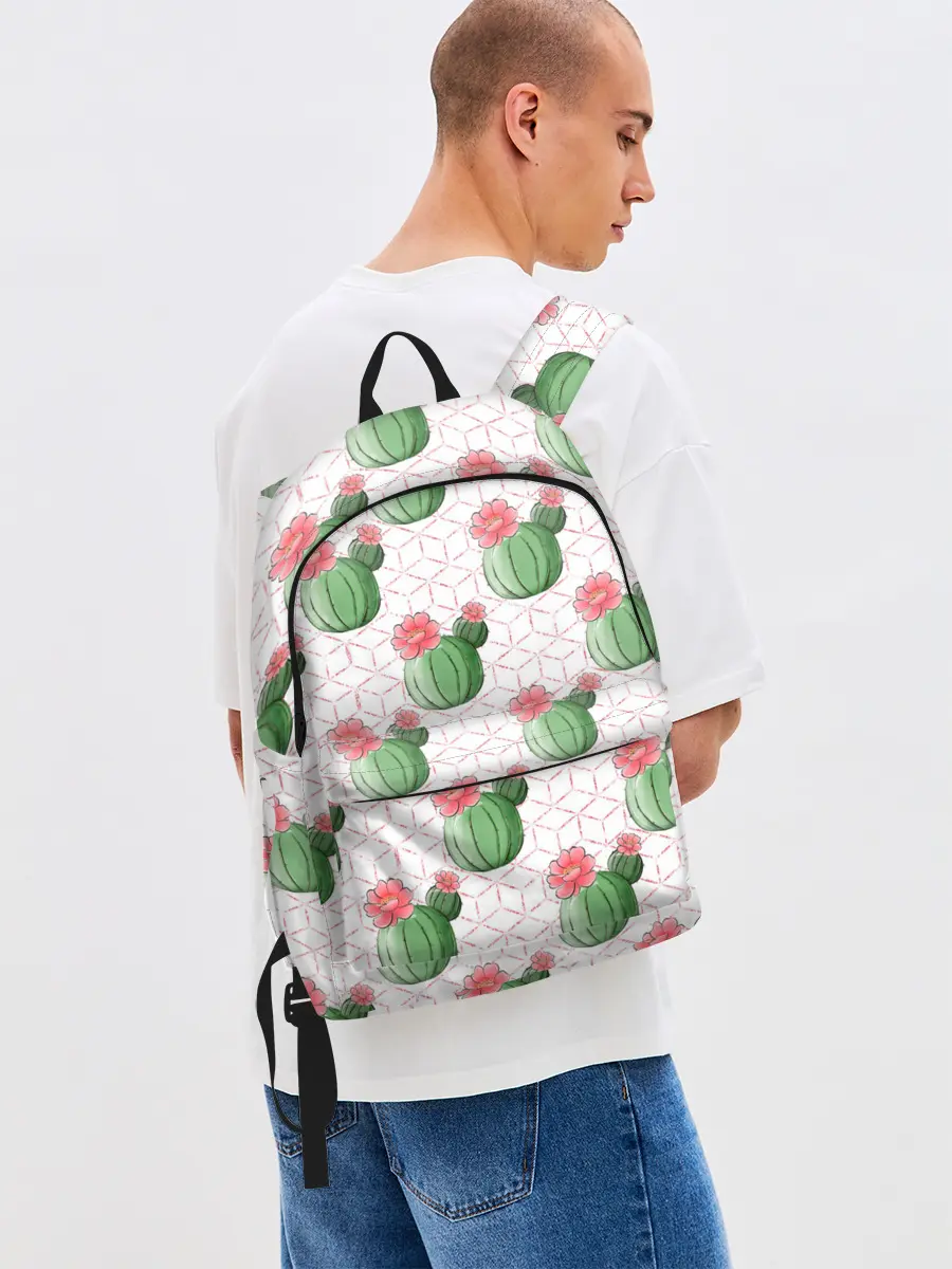 Рюкзак джинсовый / Паттерн из кактусов