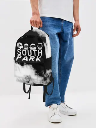 Рюкзак джинсовый / Все пацаны на черном фоне Южный Парк