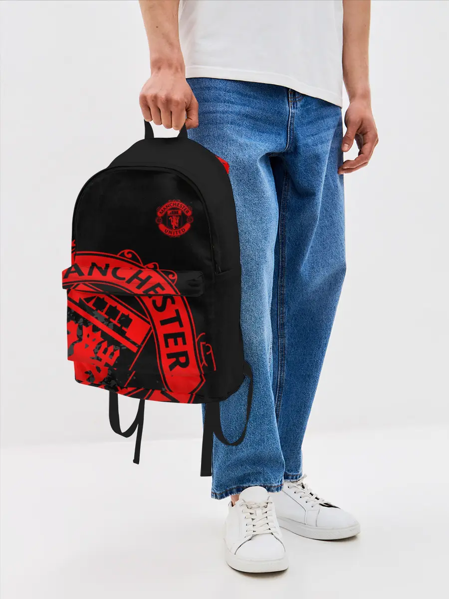 Рюкзак джинсовый / МАНЧЕСТЕР ЮНАЙТЕД КРАСНЫЙ ЛОГО