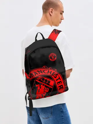 Рюкзак джинсовый / МАНЧЕСТЕР ЮНАЙТЕД КРАСНЫЙ ЛОГО
