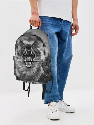 Рюкзак джинсовый / Волчья пасть, зевает