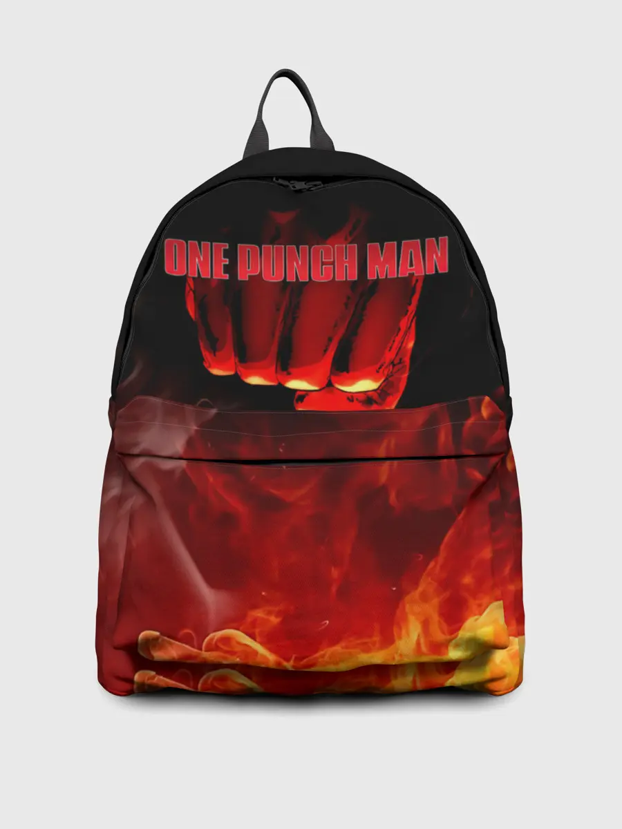 Рюкзак джинсовый / Кулак One Punch-Man в огне