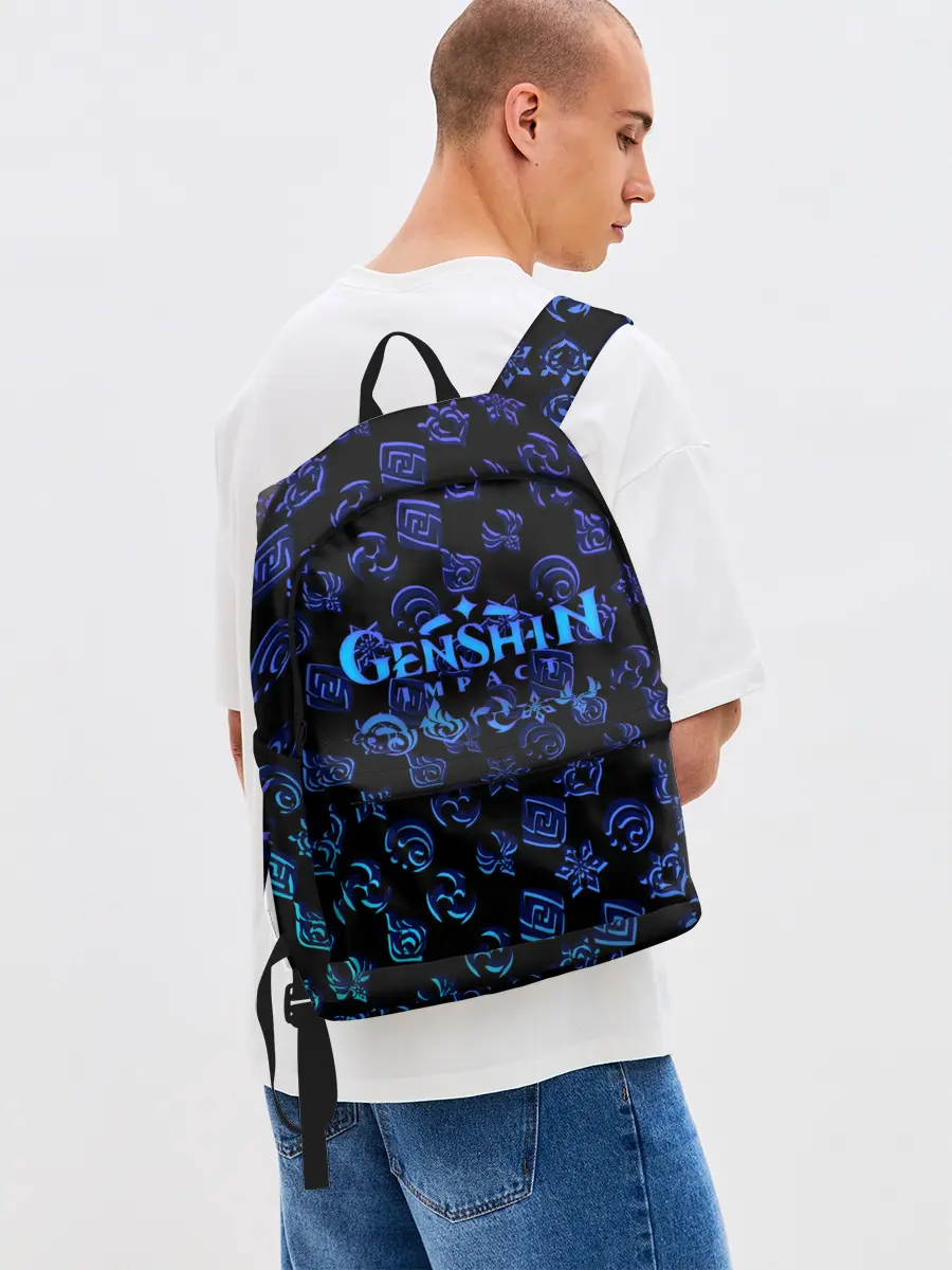 Рюкзак джинсовый / Genshin Impact | NEON PATTERN SYMBOL