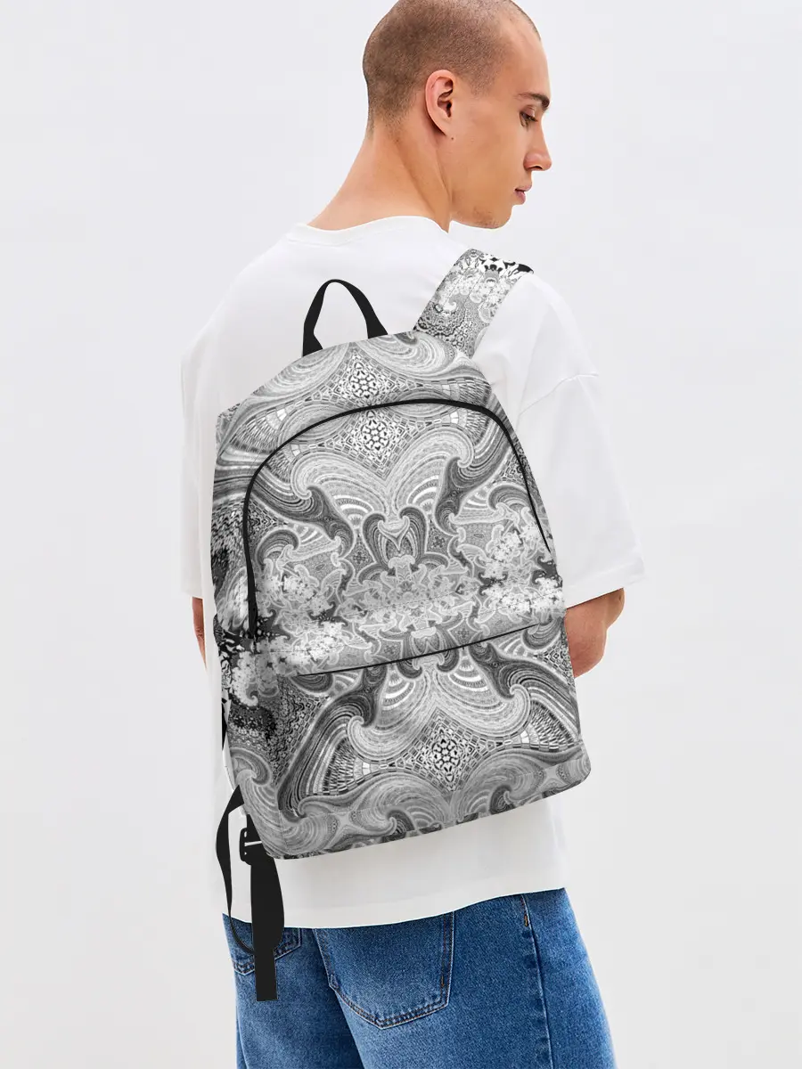 Рюкзак джинсовый / Черно-белый абстрактный узор.