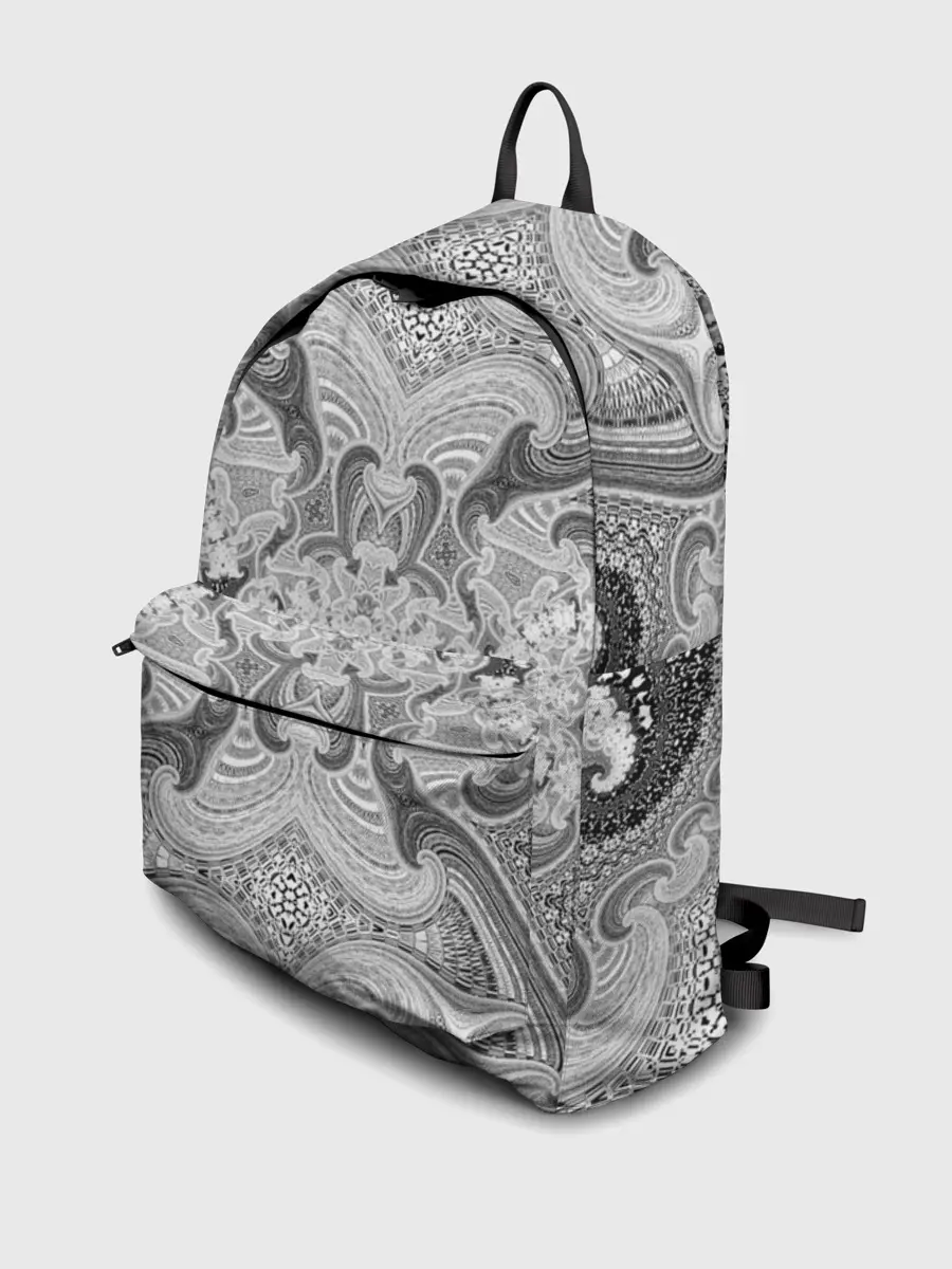 Рюкзак джинсовый / Черно-белый абстрактный узор.