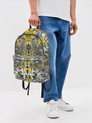 Рюкзак джинсовый / Жёлтый каменный дракон
