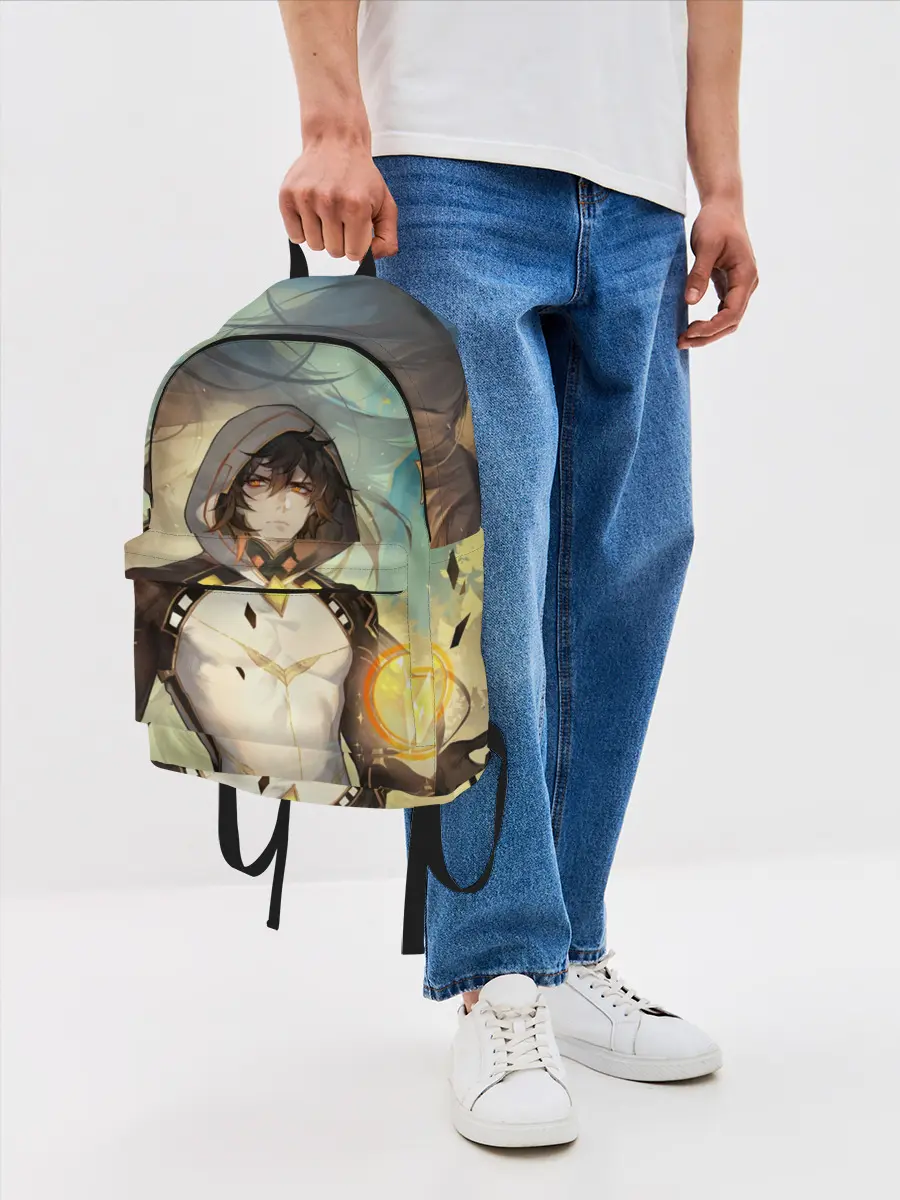 Рюкзак джинсовый / Чжун Ли, Zhongli, Genshin Impact