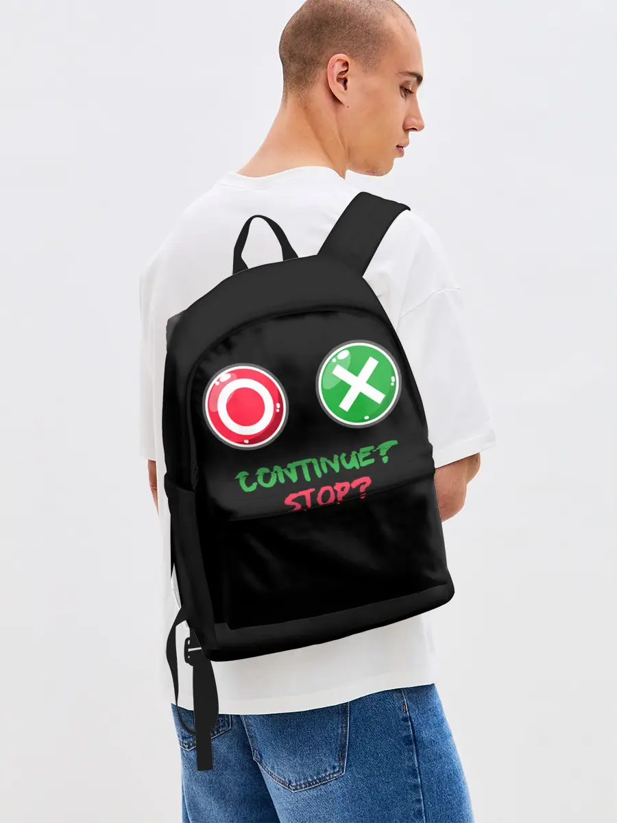 Рюкзак джинсовый / Игра в кальмара: кнопки выбора