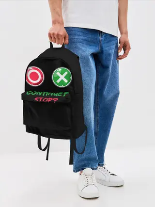 Рюкзак джинсовый / Игра в кальмара: кнопки выбора