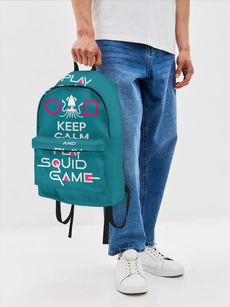 Рюкзак джинсовый / Keep calm and play squid game