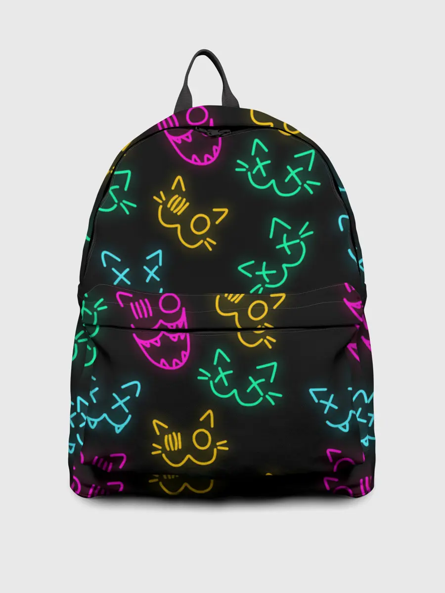 Рюкзак джинсовый / НЕОНОВЫЕ КОТИКИ / NEON FACES CATS