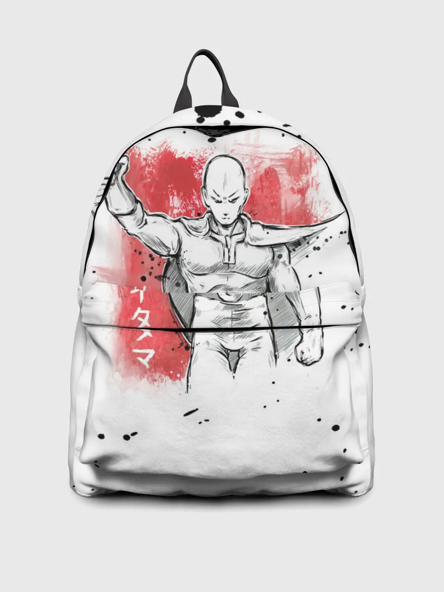 Рюкзак джинсовый / One Punch-Man черные брызги Сайтама