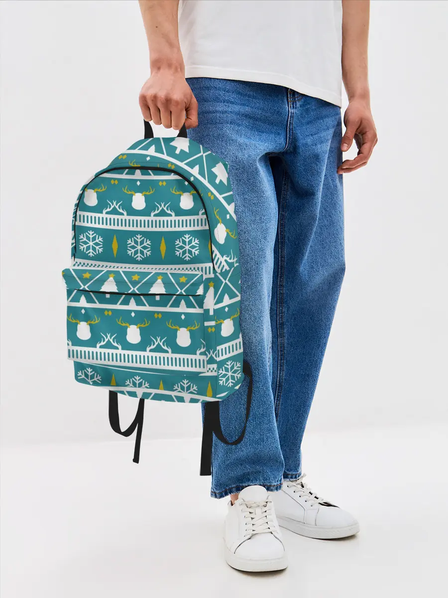 Рюкзак джинсовый / Узор новогодний