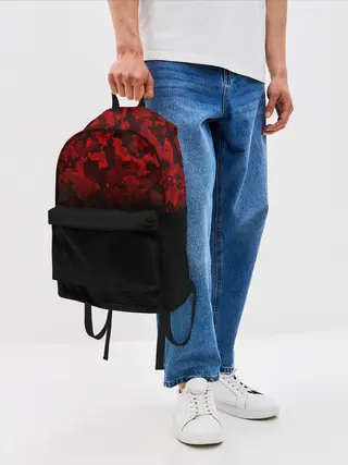 Рюкзак джинсовый / BLACK RED CAMO | RED MILLITARY