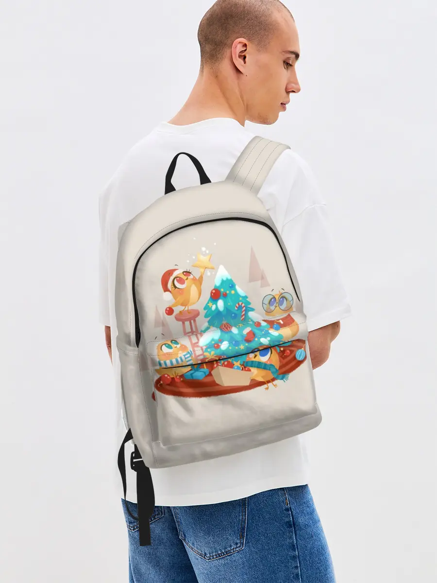 Рюкзак джинсовый / Зверята празднуют новый год