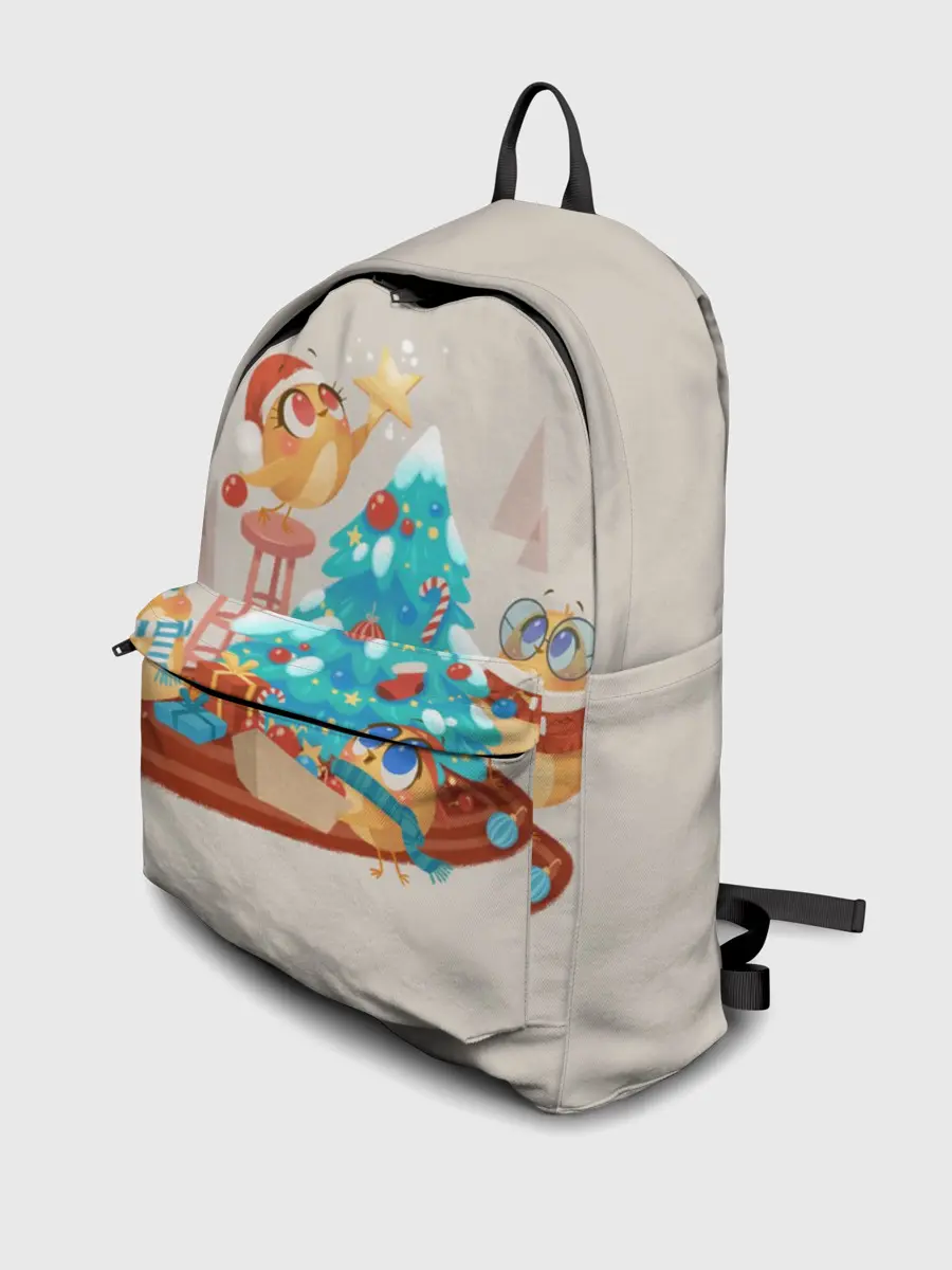 Рюкзак джинсовый / Зверята празднуют новый год