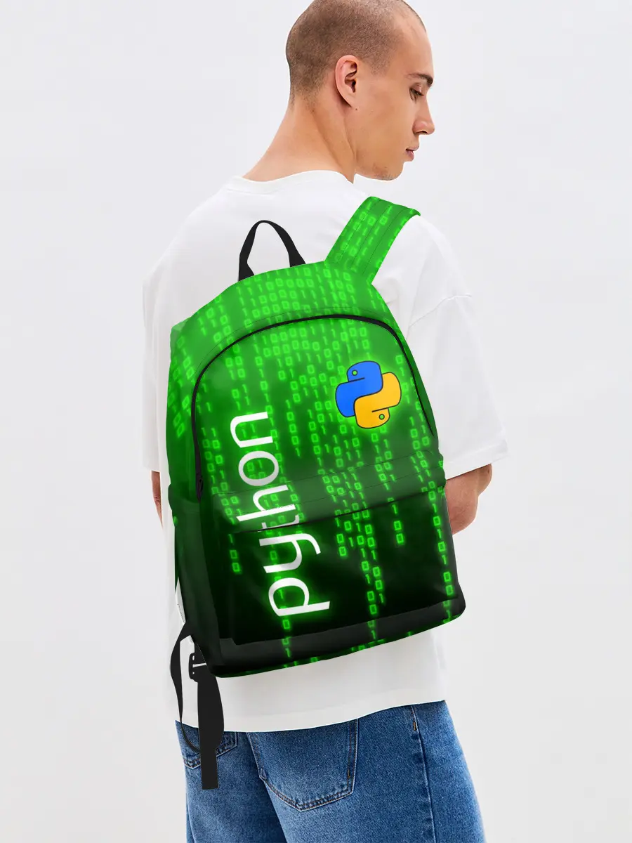 Рюкзак джинсовый / PYTHON / ПАЙТОН / ПИТОН / КОД