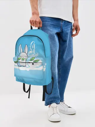 Рюкзак джинсовый / Let it snow. Зайчик и снежок