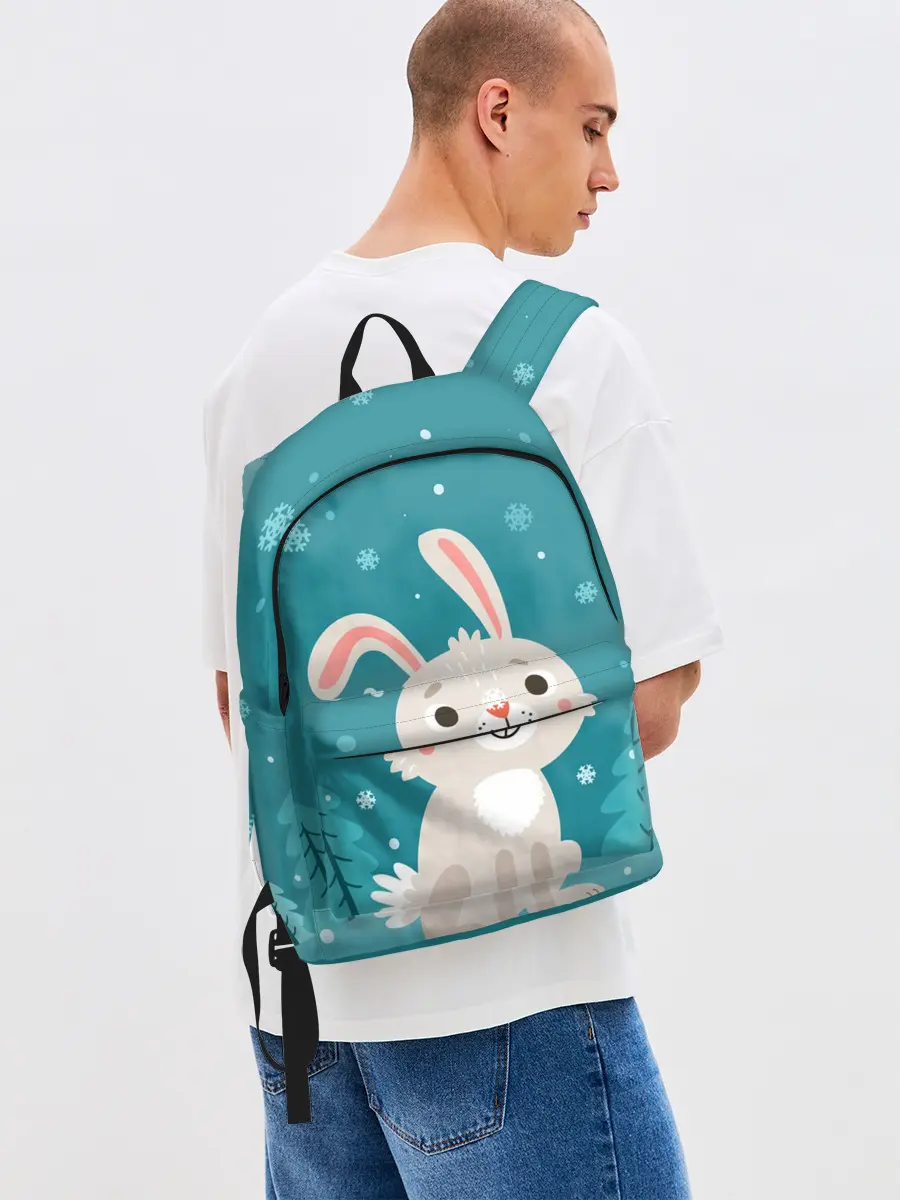 Рюкзак джинсовый / Новогодний зайчик