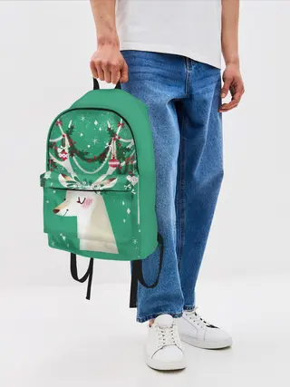 Рюкзак джинсовый / Олень. Новый год