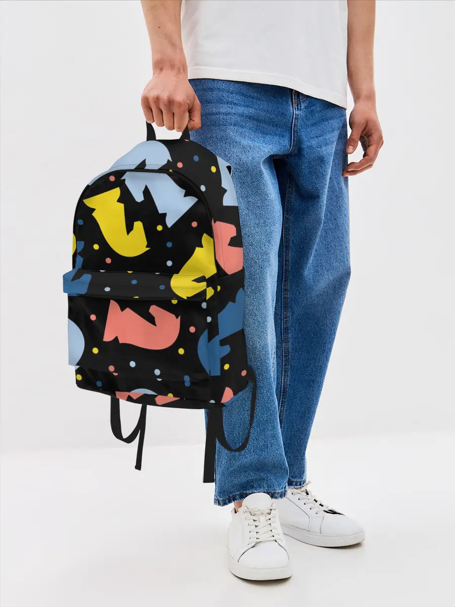 Рюкзак джинсовый / Шахматные фигуры цветные