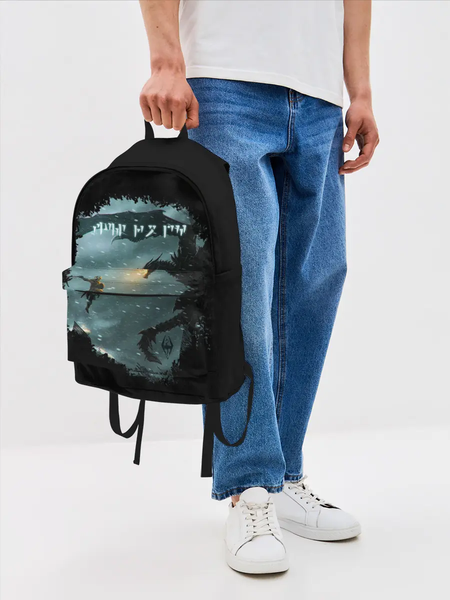 Рюкзак джинсовый / TES SKYRIM FIGHT DRAGON