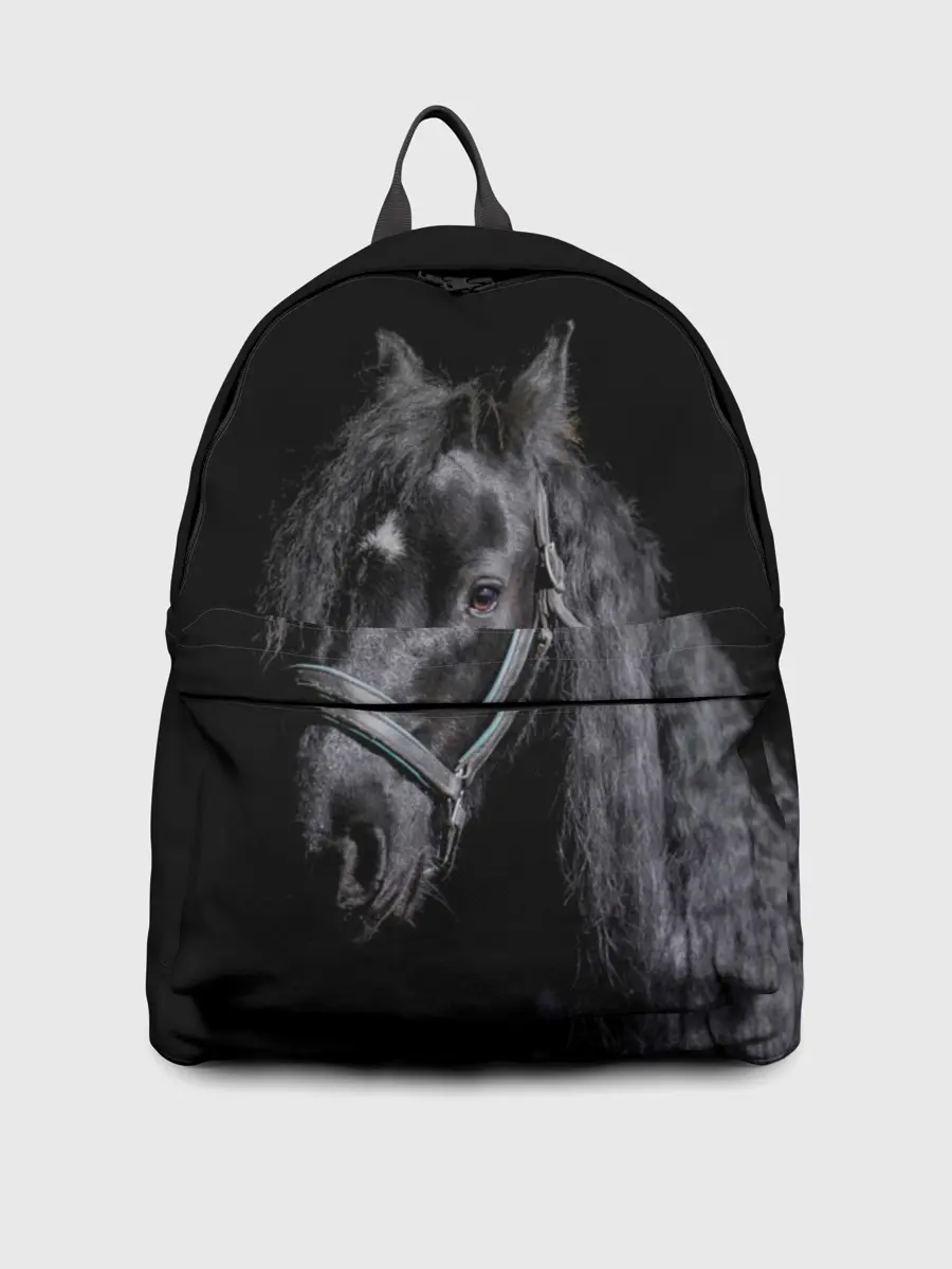 Рюкзак джинсовый / Лошадь на черном фоне