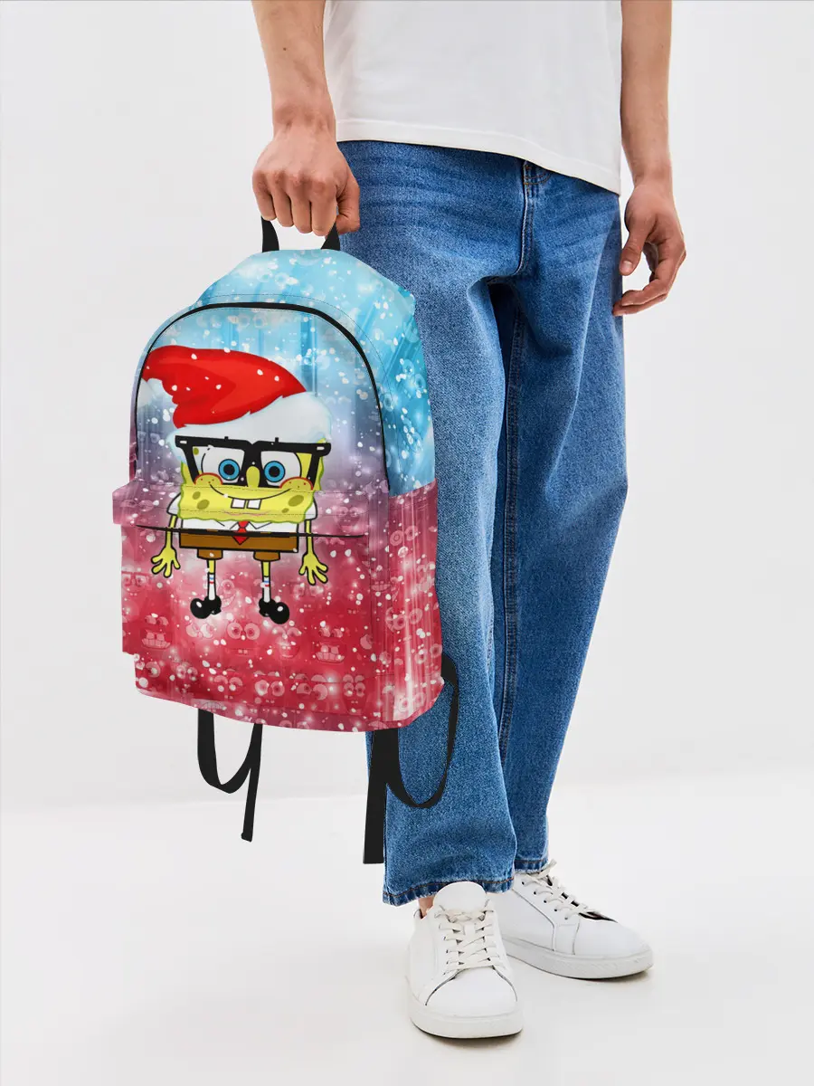 Рюкзак джинсовый / Новогодний Спанч Боб