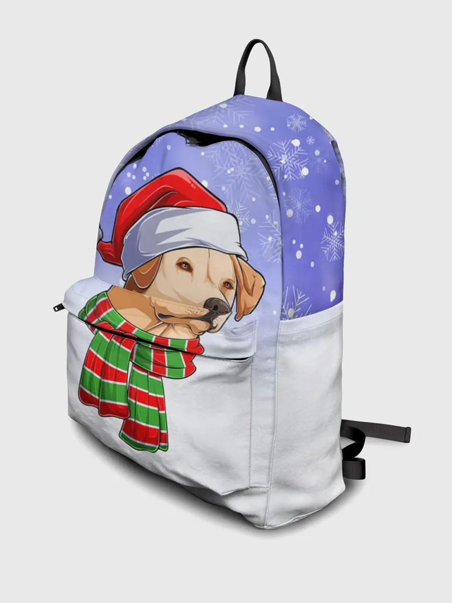 Рюкзак джинсовый / Новогодний Лабрадор / New Years Labrador