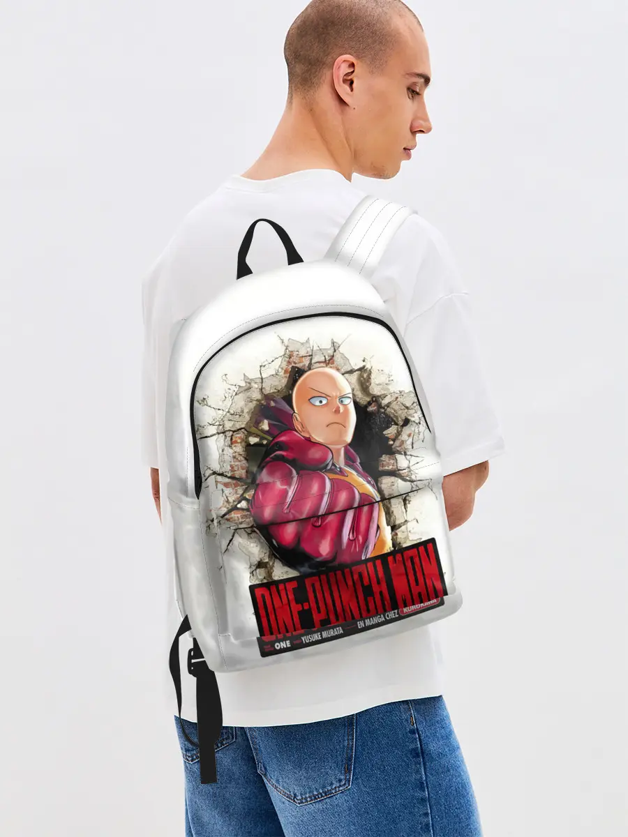 Рюкзак джинсовый / Сайтама пробивая стены One Punch-Man