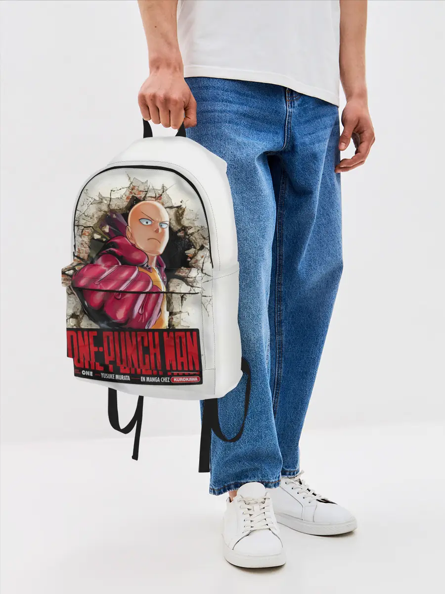 Рюкзак джинсовый / Сайтама пробивая стены One Punch-Man